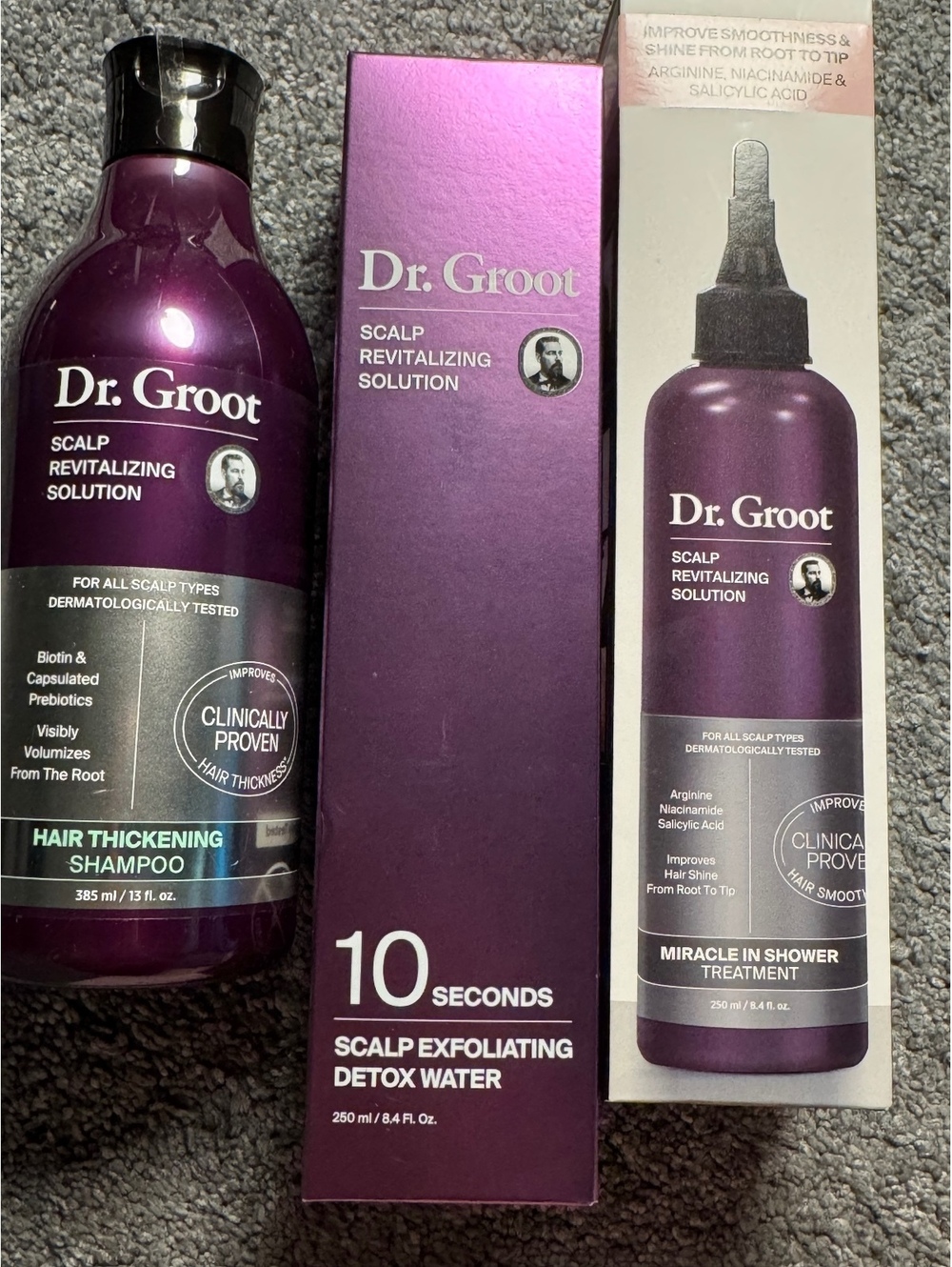 Dr. Groot Scalp Revitalizing Hair Care 3 Piece Set Shampoo Detox Treatment